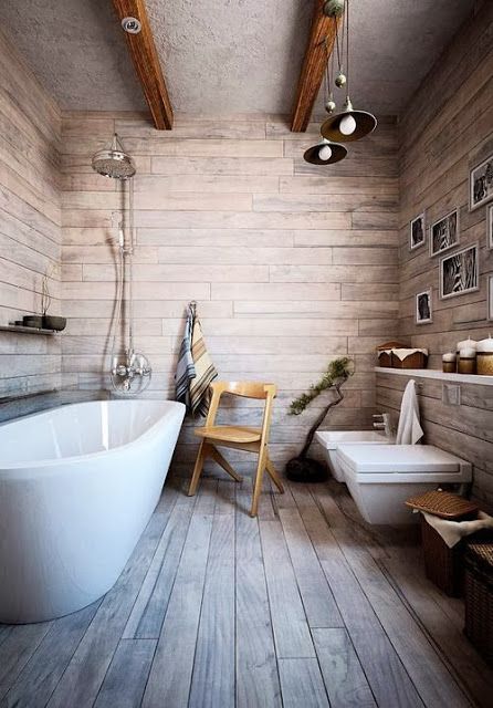 Koupelna - dřevěné obklady - 
