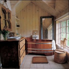 Dřevěná koupelna, dřevěná vana