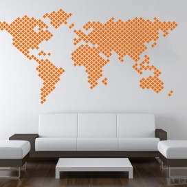 Mapa světa z křížků 190x100cm samolepka na zeď