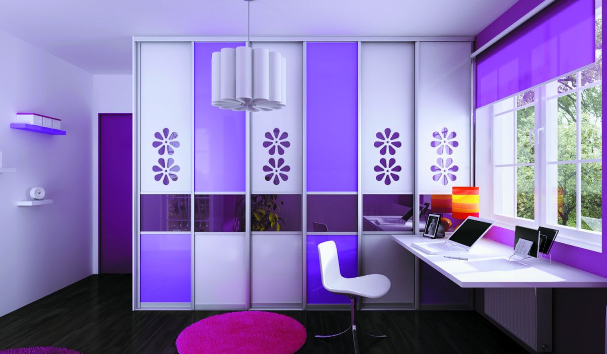 fialový dětský pokoj s originální vestavěnou skříní - Komandor – výrobce vestavěných skříní a kvalitního nábytku na míru