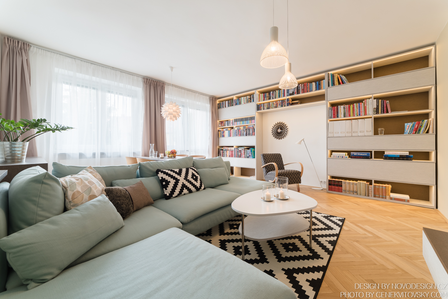 Knihovna v obývacím pokoji - NOVOdesign