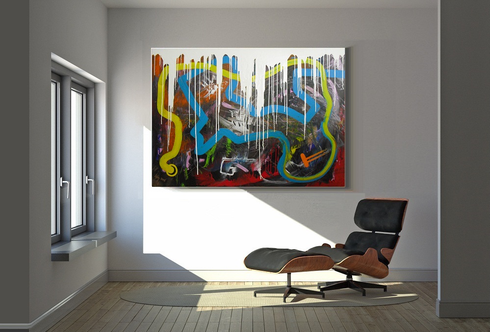 Jindřich Lípa ŘEKA ŽIVOTA (acryl, plátno 100x140cm) 12.700 Kč - abstraktní  O B R A Z Y  ArtLípa