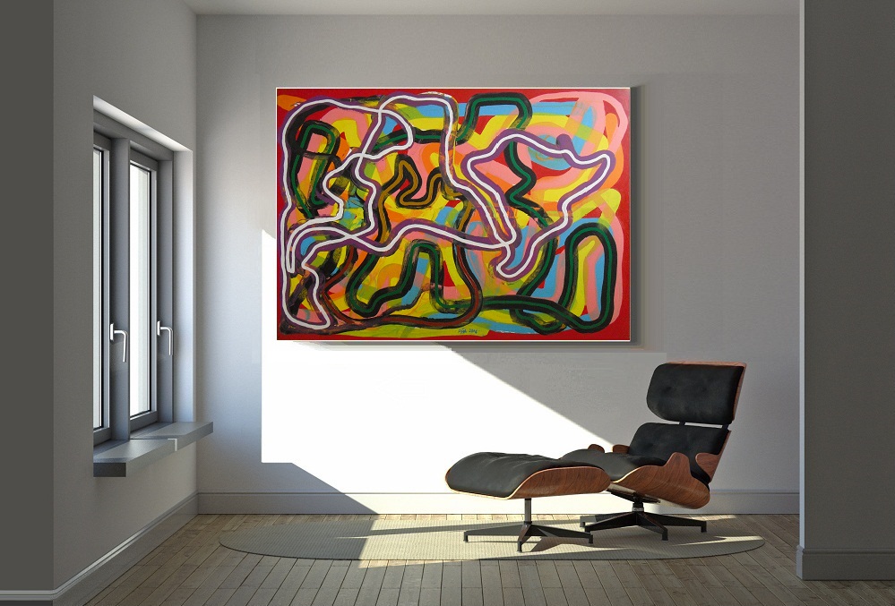 Jindřich Lípa ŽELEZNÝ MUŽ (acryl, plátno 100x130cm) 7 700,- Kč - abstraktní  O B R A Z Y  ArtLípa