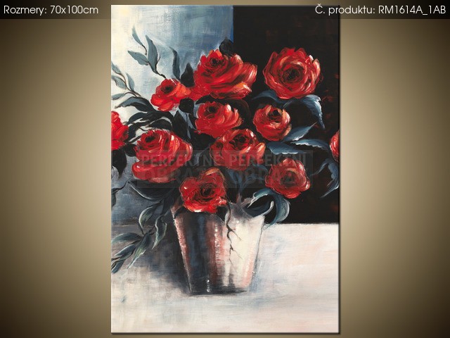 Ručně malovaný obraz Růže ve váze 70x100cm RM1614A_1AB | Moderní obrazy na zeď - PerfektniObrazy.cz - 