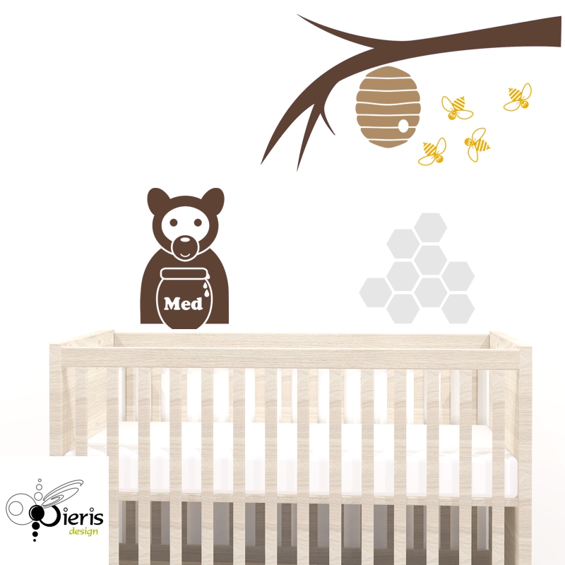 Samolepky medvěd a včelky - Pieris design