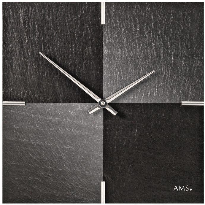 AMS 9520 designové nástěnné břidlicové hodiny, 30 x 30 cm - FORLIVING