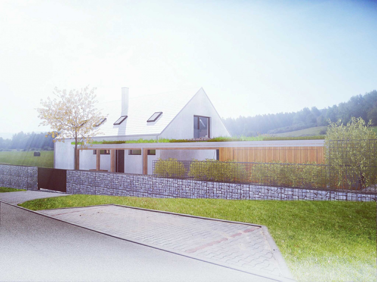 Moderní dům na venkově - pohled z ulice - 3K Architects s.r.o.