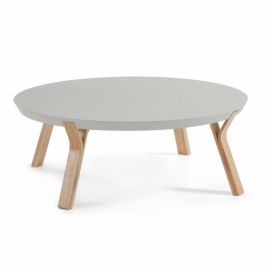 Bonami.cz: Světle šedý konferenční stolek s nohami z jasanového dřeva La Forma Solid, Ø 90 cm