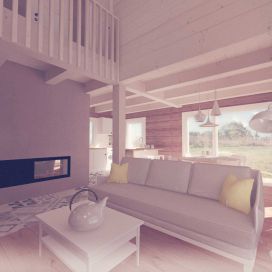 Cedrová roubenka - obývací pokoj 3K Architects s.r.o.