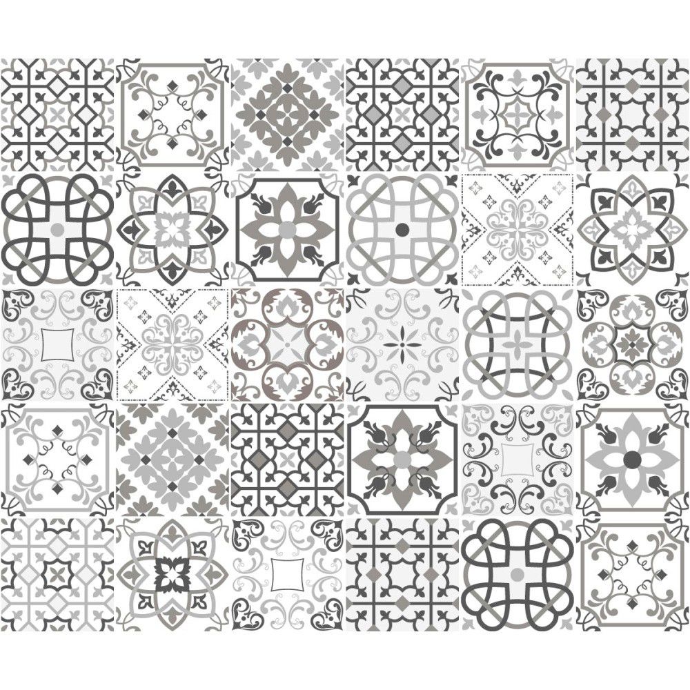 Sada 30 nástěnných samolepek Ambiance Cement Tiles Shade of Gray Bari, 10 x 10 cm - Bonami.cz