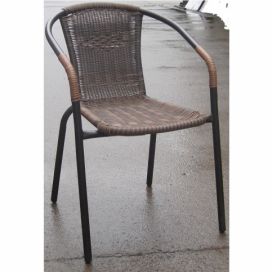 Tempo Kondela Židle DOREN - hnědý ratan / černé nohy