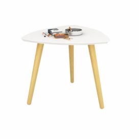 Tempo Kondela Příruční stolek TAVAS - bílá/přírodní dřevo