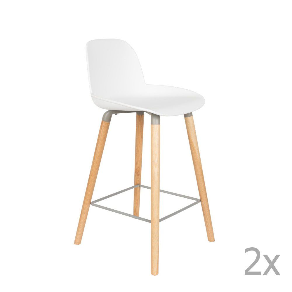Sada 2 bílých barových židlí Zuiver Albert Kuip, výška sedu 65 cm - Bonami.cz