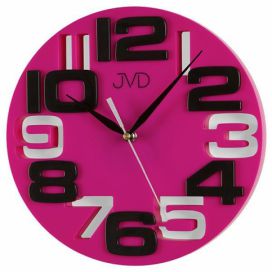 Fialkovo černé designové nástěnné hodiny JVD H107.5