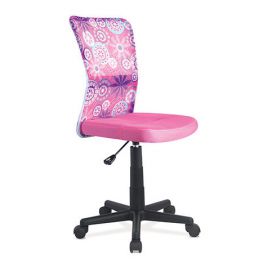 Kancelářská židle, šedá mesh, plastový kříž, síťovina černá Růžová