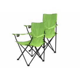 Divero Kempingová sada - 2x skládací židle s držákem - sv. zelená
