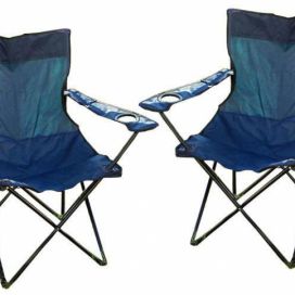 Divero Sada 2 skládacích kempingových modrých židlí