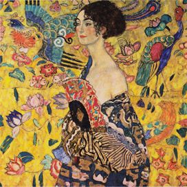Reprodukce obrazu Gustav Klimt - Lady with Fan, 60 x 60 cm Bonami.cz