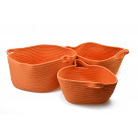Vingo Sada 3 oranžových jutových košíků