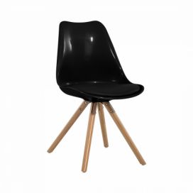 Černá jídelní židle s koženým sedákem DAKOTA