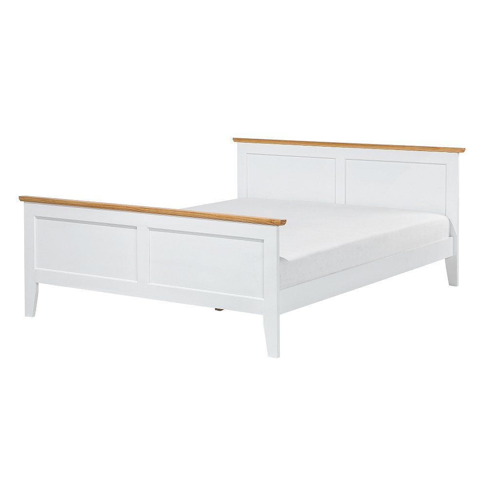 Bílá dřevěná manželská postel 160x200 cm OLIVET - Beliani.cz