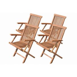 Divero Sada skládací židle z týkového dřeva - 4 ks