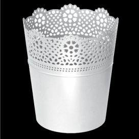 Prosperplast Květináč s krajkou Lace bílý, varianta 13,5 cm