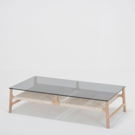 Bonami.cz: Konferenční stolek s konstrukcí z masivního dubového dřeva a šedou deskou Gazzda Fawn, šířka 120 cm