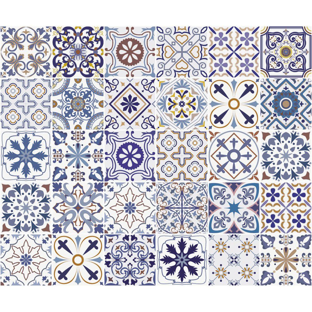 Sada 30 nástěnných samolepek Ambiance Tiles Azulejos Riviera, 10 x 10 cm - Bonami.cz