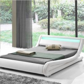 Moderní postel s RGB LED osvětlením, bílá, 180x200, FILIDA Mdum