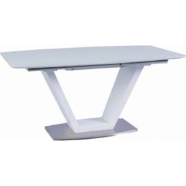 Jídelní stůl, rozkládací, bílá extra vysoký lesk / oceľ, 160-220x90 cm, PERAK Mdum