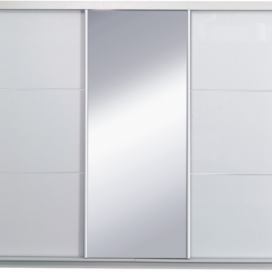 Skříň s posuvnými dveřmi, bílá / vysoký bílý lesk, 258x213, ASIENA Mdum