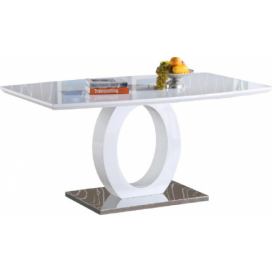 Jídelní stůl, bílá vysoký lesk / ocel, 150x80 cm, ZARNI Mdum