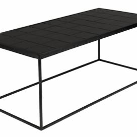 Černý kovový konferenční stolek ZUIVER GLAZED s keramickým obkladem 93x43 cm