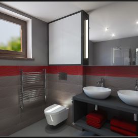 Koupelna s elegantním řešením menšího prostoru