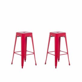 Sada 2 ocelových barových stoliček 76 cm červené CABRILLO