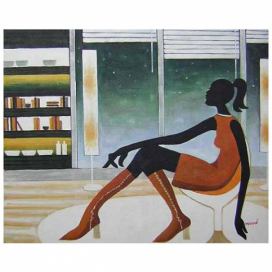 Obraz - Sedící žena v bufetu
