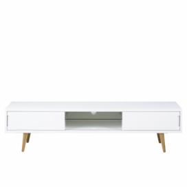 Scandi Bílý dřevěný TV stolek Elisa 180 x 45 cm