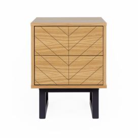 Bonami.cz: Noční stolek v dubovém dekoru Woodman Mora Herringbone Print