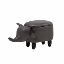 Tmavě šedá stolička slon z umělé kůže ELEPHANT