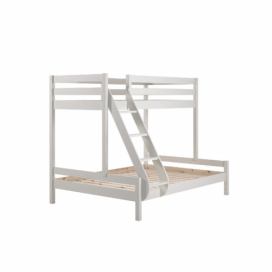 Bílá patrová dětská postel z borovicového dřeva 140x200/90x200 cm Pino Martin – Vipack