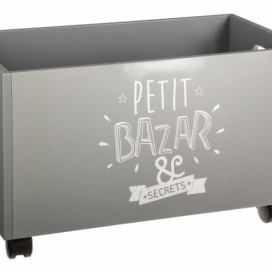 Atmosphera for kids Úložný box na hračky na kolečkách PETIT BAZAR, 48 x 30 x 28 cm, šedý