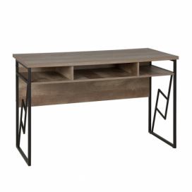 Psací stůl s policí 120 x 60 cm tmavé dřevo/černý FORRES