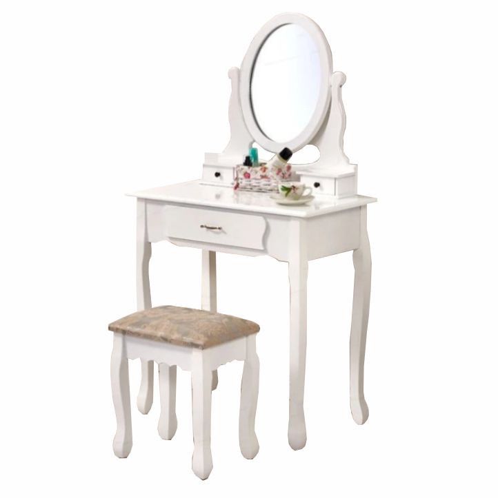 Tempo Kondela Toaletní stolek s taburetem LINET New - bílá / stříbrná - ATAN Nábytek