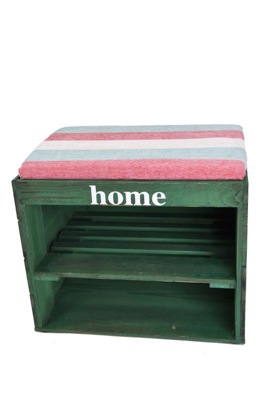 Vingo Dřevěný botník s lavicí, zelená - 45 x 32 cm - Vingo