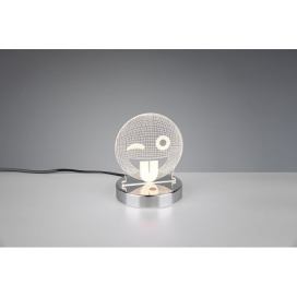 Trio R52641106 LED stolní dekorativní svítidlo Smiley 1x3,2W | 200lm | 3000K | RGB - smajlík, vypínač na těle, chrom