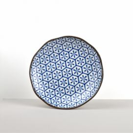 Made in Japan Mělký talíř Hexagon Flower Indigo Ikat 23 cm