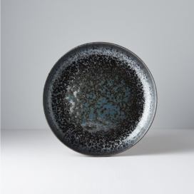 Černo-šedý keramický talíř se zvednutým okrajem MIJ Pearl, ø 22 cm