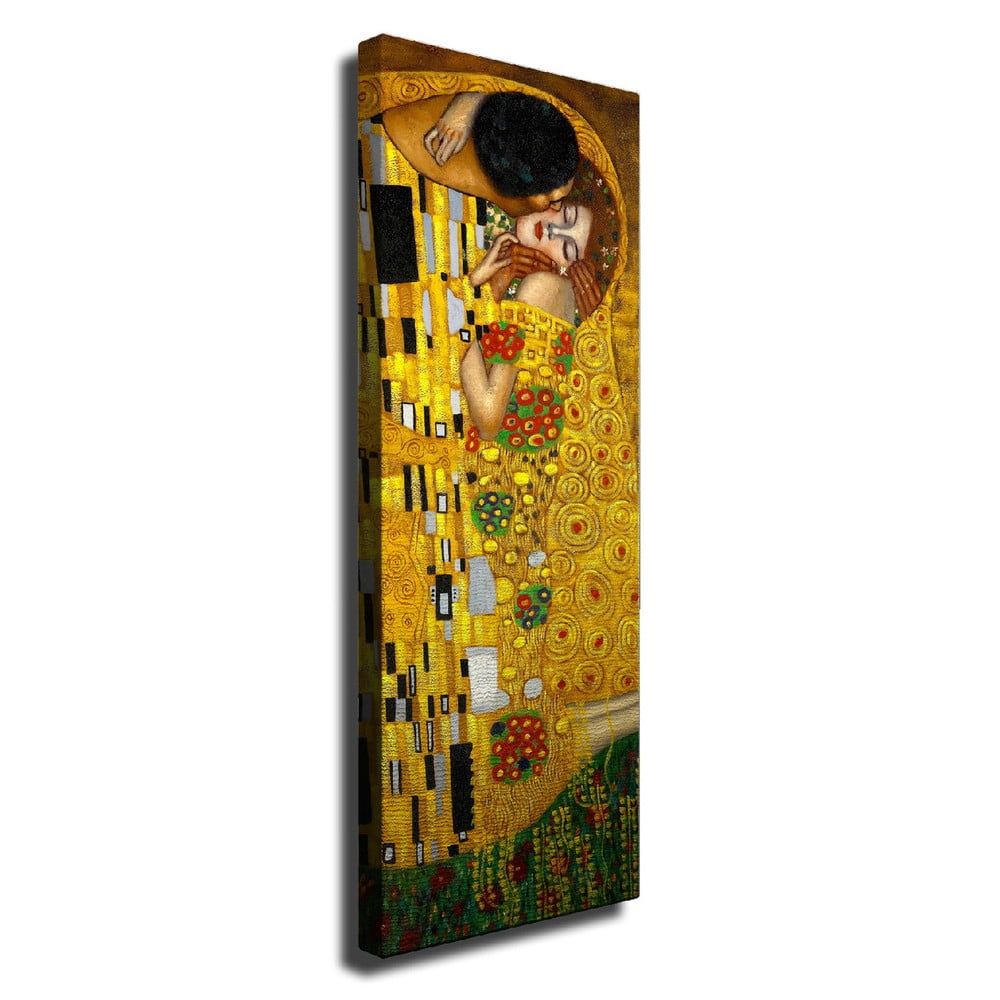 Nástěnná reprodukce na plátně Gustav Klimt The Kiss, 30 x 80 cm - Bonami.cz