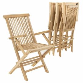 Divero Sada 4 kusů zahradní židle skládací - týkové dřevo